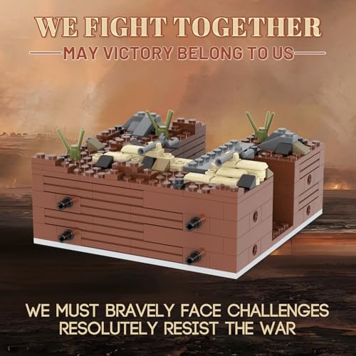 Image of WW2 Battlefield Right Corner Military Block Set(200PCS).Military Building Block Set Can Freely Build Battle Scenes.