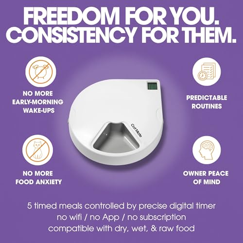 Image of Cat Mate Pet Mate C500 Automatic Pet Feeder with Digital Timer for Cats and Small Dogs [White, Grey]