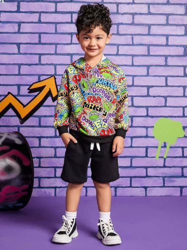 Image of Boys Humour and Comic Printed Long Sleeves Sweatshirt, Cotton Blend, Hooded Neck