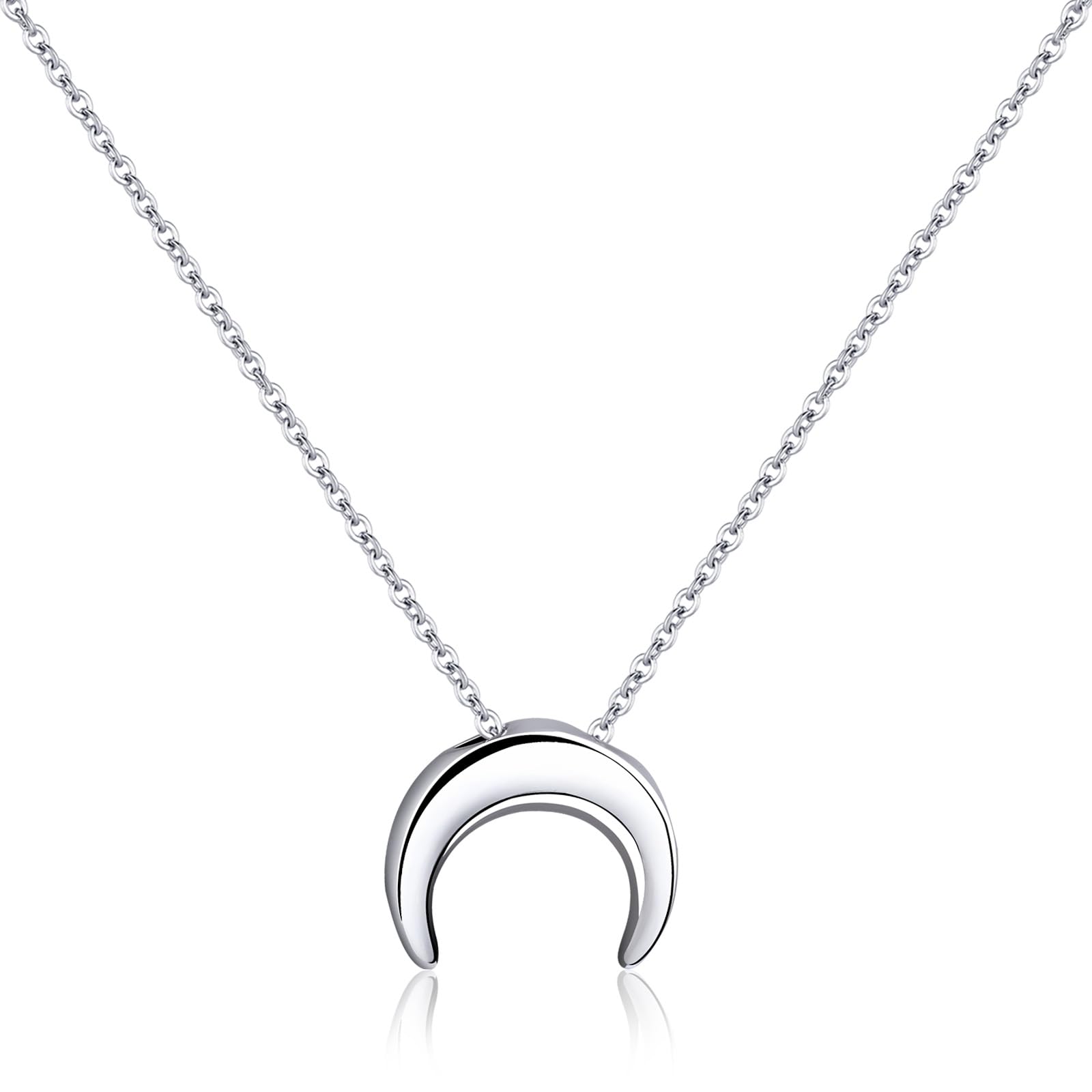 Watforsh925 Sterling Silver Crescent Moon Necklace for Women Silver Pendant Half Moon Necklace Handmade Necklaces Moon Jewelry