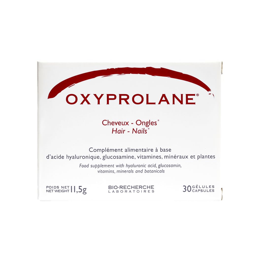 Oxyprolane® Cheveux & Ongle • Complément Alimentaire Pousse cheveux • Cure 3 mois / 90 gélules (1/j) • Biotine & Acide Hyaluronique • Fabriqué en France par BIO-RECHERCHE ®