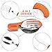 KALREDE Reusable Folding Camping Utensils Cutlery Set 4-in-1 Stainless Steel Camping Fork Knife Spoon Bottle Opener Set- Detachable Camping Flatware Silverware Set(Orange)