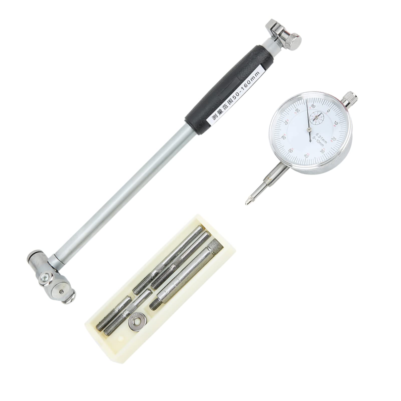 Calibro alesaggio del quadrante, indicatore del quadrante Alesaggio Gage 50-160MM Indicatore del diametro Kit del cilindro del cilindro di misurazione, asta di prolunga