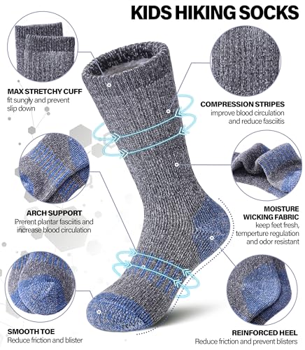 Kids Wool Hiking Socks Boys Girls Merino Wool Socks Thermal Winter Warm Thick Cushion Cozy Boot Crew Socks3