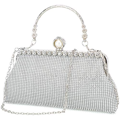 Silver clutch purses for women evening bags and clutches for women evening bag purses and handbags evening clutch purs(Silver)