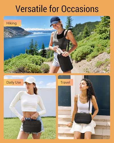 Herald Small Puffer Crossbody Bag with Water Bottle Holder, Shoulder Purse Handbag for Women Men for Walking, Hiking2