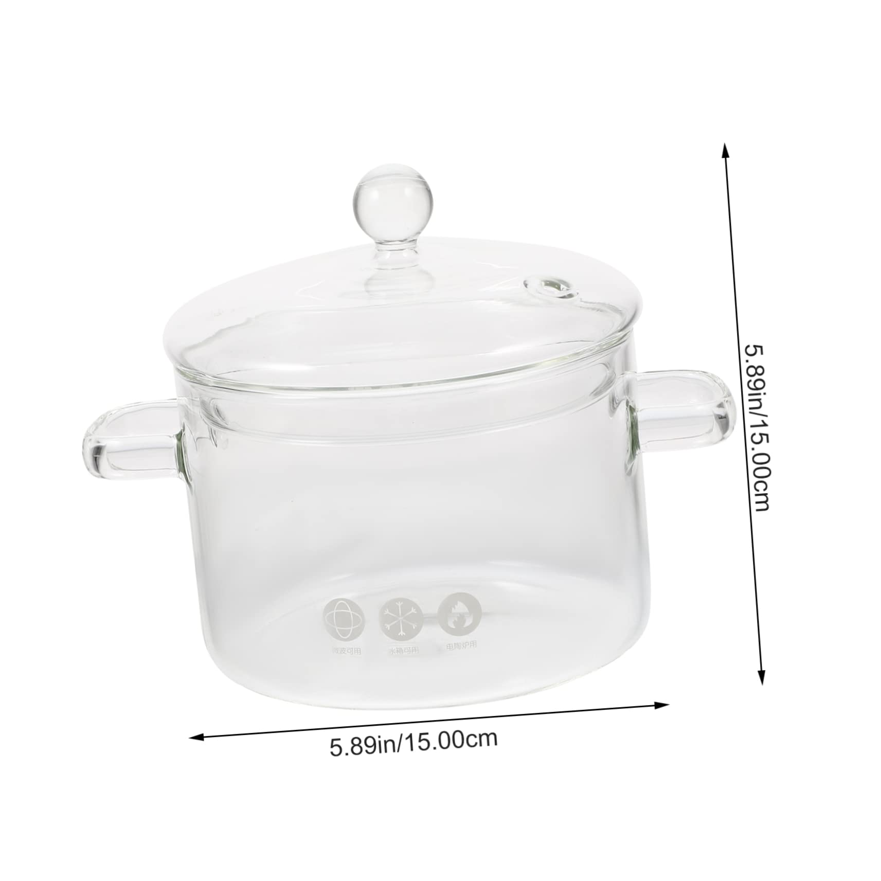 OUNONA Food Stew Pot Borosilicate Glass Stewing Pot with Lid Multi Functional Kitchen Cookware for Soup Noodle and Pasta Heat Resistant Easy to Clean for Home