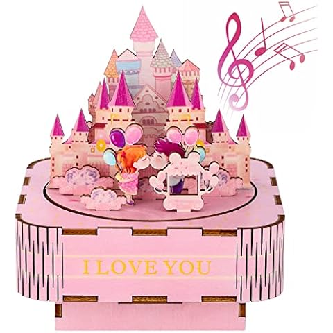 Wooden Music Box, Classical Music Box DIY Musical Box Home Decoration Crafts, Birthday Gifts for Girlfriend, Anniversary Present for Wife from Husband, I Love You Gifts for Her, Valentine's Day Gifts Cover