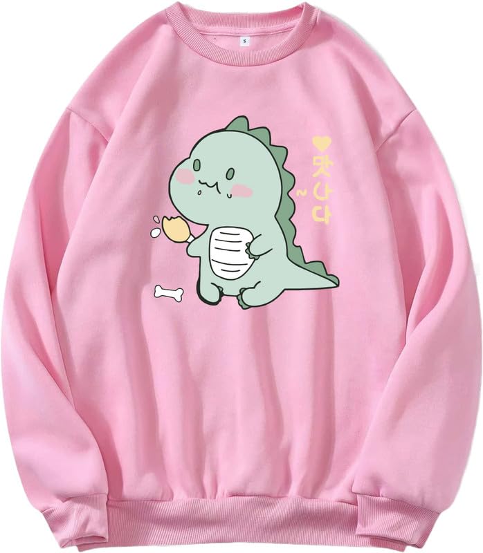 Cute Dinosaur Sweatshirt Hoodie Women Girl Casual Stylish Latest Black Lavender Pink White 399 499 Under-picture-29