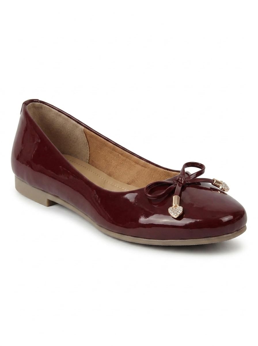 Women's Glossy Patent Square Toe Slip-On Ballerina-image-8