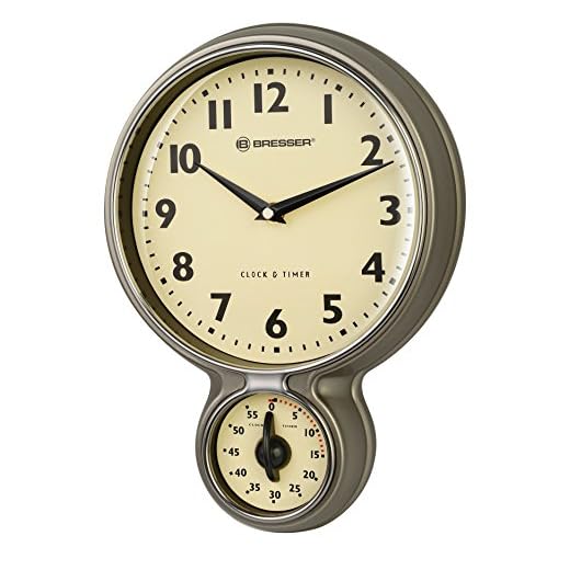 Bresser MyTime Stainless Steel Retro Kitchen Clock & Timer