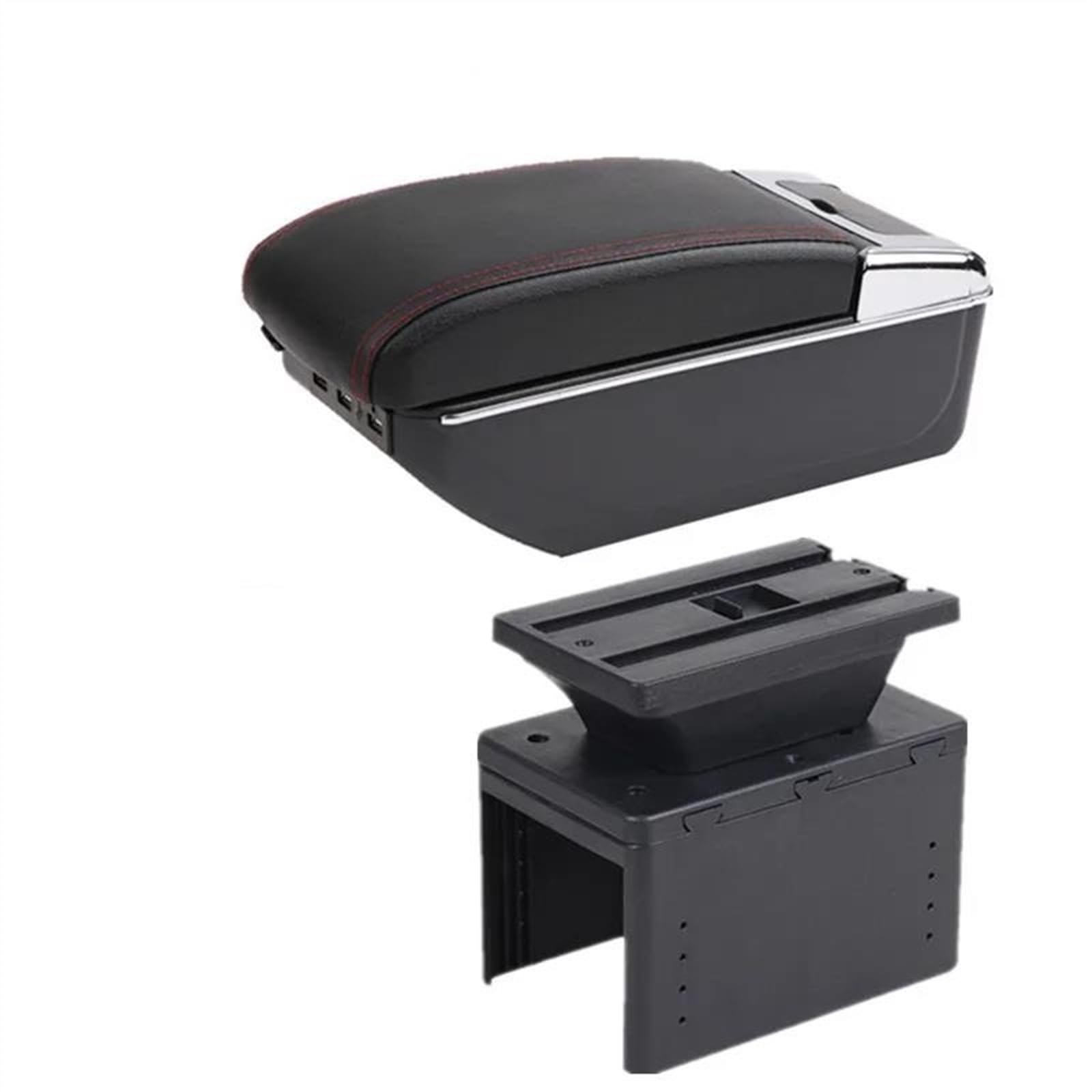 NMJLQW Storage Rack Car Interior Accessories Center Console Storage Box Multifunctional Armrest Storage Box For Grande For Punto(D red line)
