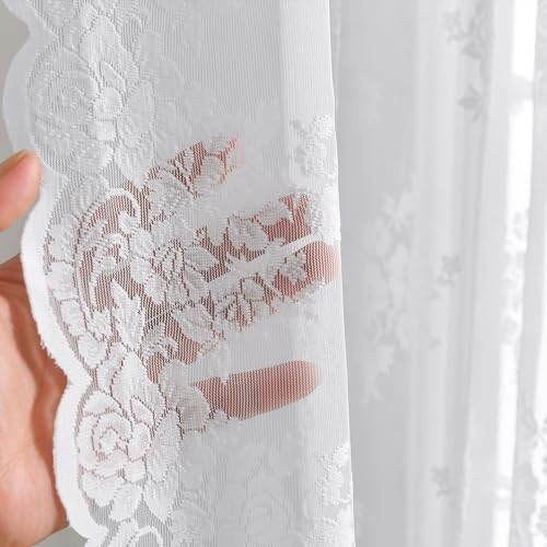 Kotile Lace Curtains 84 Inches Long 2 Panels, W52 x