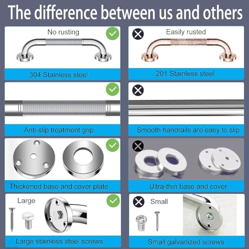 2 Pack 17inch / 43CM Anti Bathroom Grab Bar Handle Stainless Steel