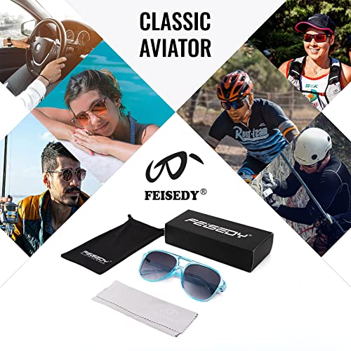 Image of FEISEDY Vintage Retro 70s Plastic Aviator Sunglasses Women Men Classic Large Squared Frame B2751