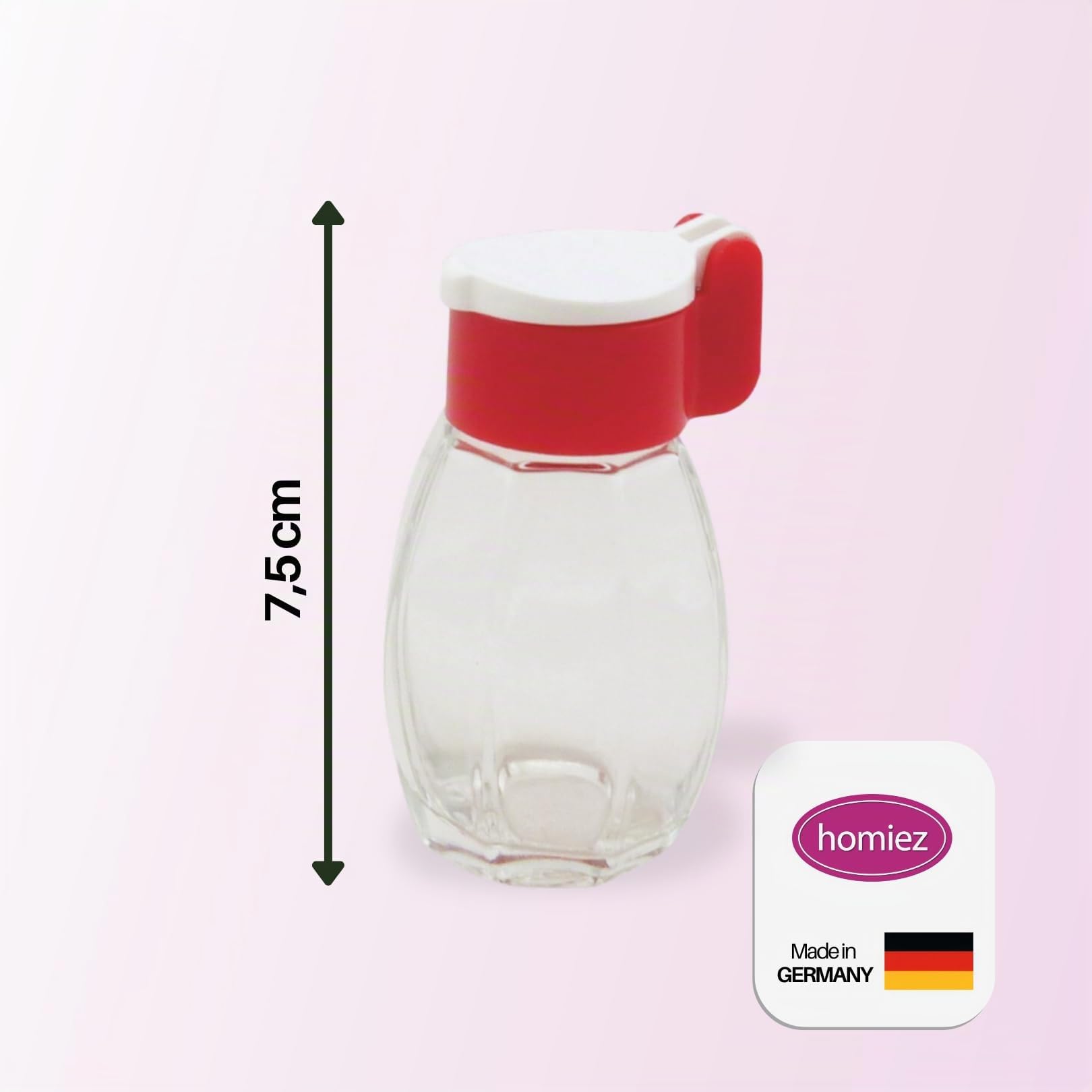 homiez Salz- und Pfefferstreuer 2er Set– zufällige Farbe – kleiner Salzstreuer aus Glas mit Deckel, ideal für unterwegs & Küche, Gewürzglas mit Kappe und abschraubbarem Deckel - Gegen Verklumpen