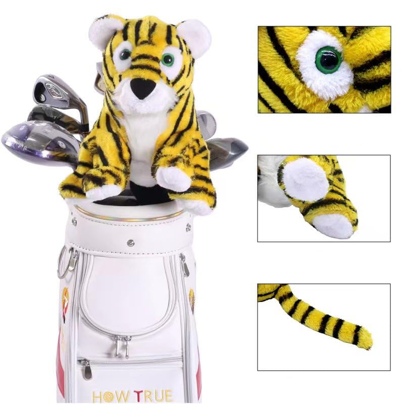 Fluffy tiger big Golf Club Wood Head Cover For #1 Driver, Yellow / Black, M - Image 2