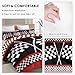 WeCozy Twin Size Comforter Set with Pillowcase, Racing Car Auto 2 Pcs Bedding for Kids and Adults, Race Checkered Sport Soft Comforter Set for Bedroom Bed Decor