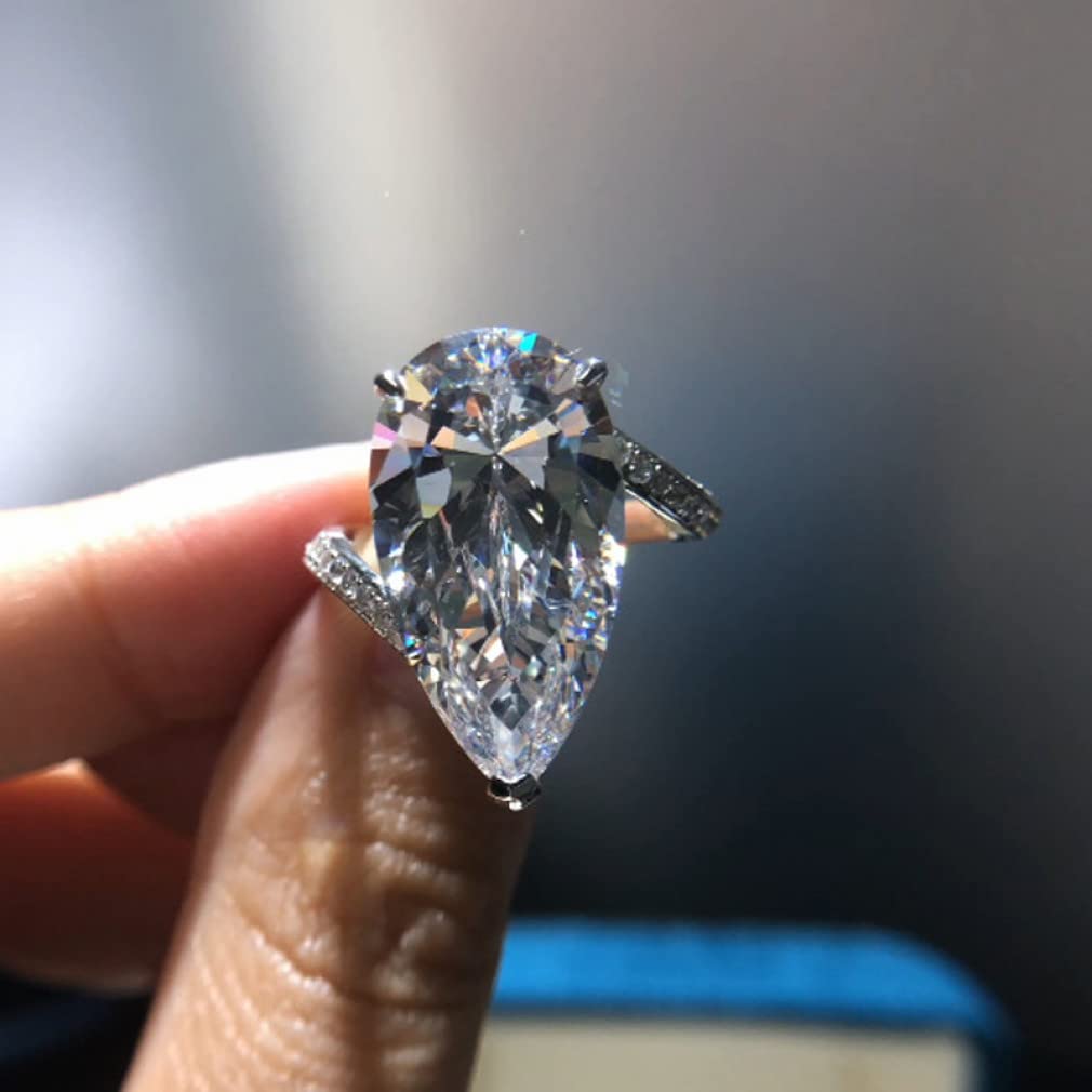 Drabiny składane, 12 * 22MM ślubne pierścionki z diamentami z włókna węglowego w kształcie kropli wody dla kobiet 925 biżuteria z moissanitu(7)