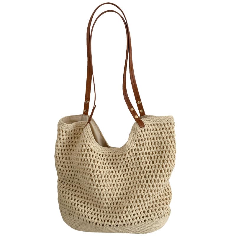 Women's Crocheted Shoulder Bag Soft Spacious Wallet Bohemian Beach Tote for Daily Commutes and Vacations