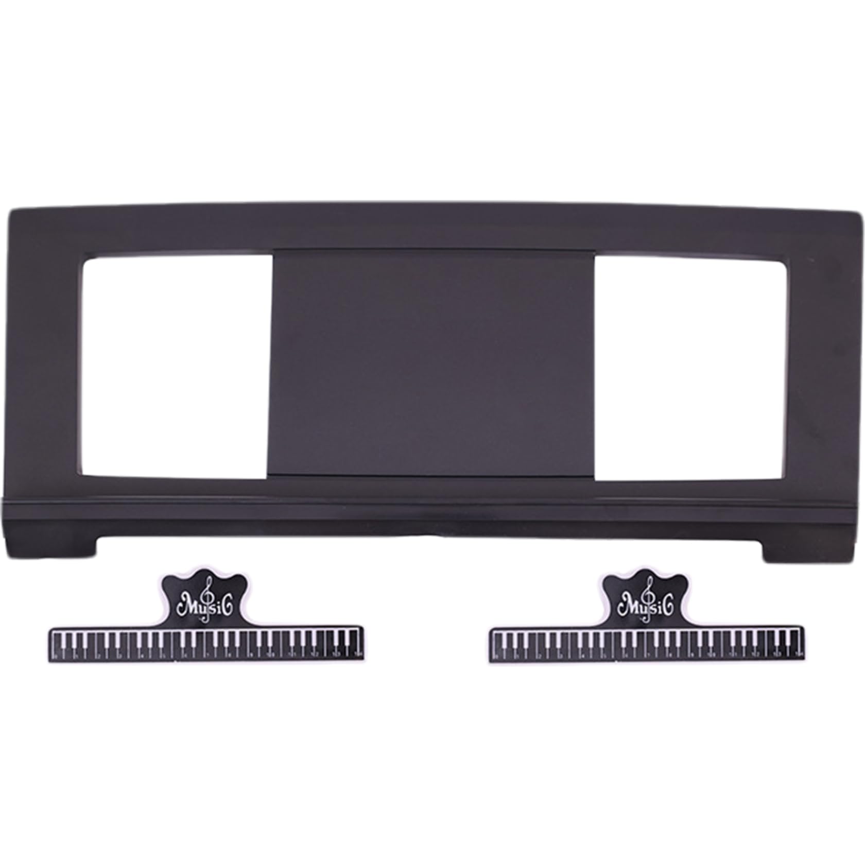 Soporte para partituras, 2 clips para libros, portátil, negro, se adapta a teclados | Marco ajustable resistente, sostiene partituras de forma segura, ideal para el hogar P