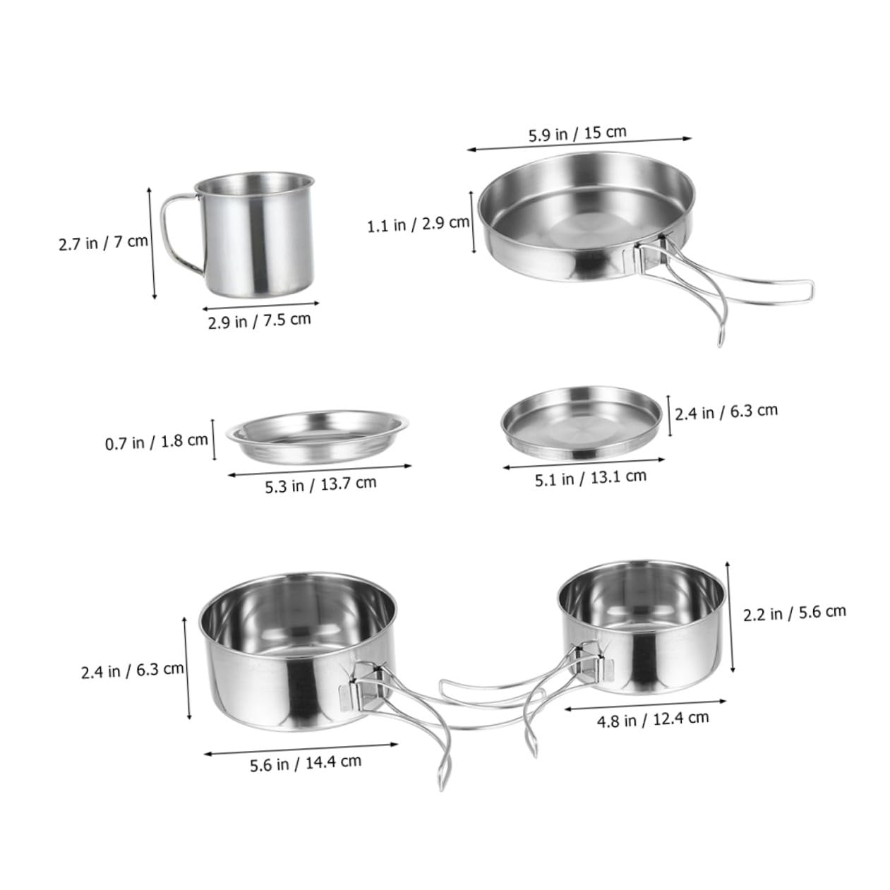 MAGICLULU Kit de Casseroles Camping INOX 8 Pièces pour 5-6 Personnes Batterie Cuisine Portable en Acier Inoxydable Poêle à Frire et Ustensiles de Cuisson pour Randonnée Barbecue et