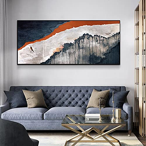 Aquarelle abstraite bleu toile affiche photo vintage pour habiller un grand mur vide de salon