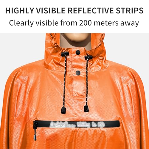 Image of Andake Waterproof Rain Poncho for Adults Unisex,230T Ripstop Polyester,Raincoat Gear with Transparent Viewing Window Outdoors
