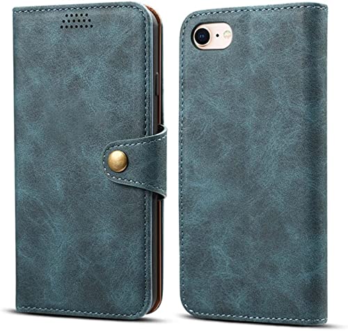 Étui portefeuille iPhone SE 2022 antichoc bleu et support vidéo