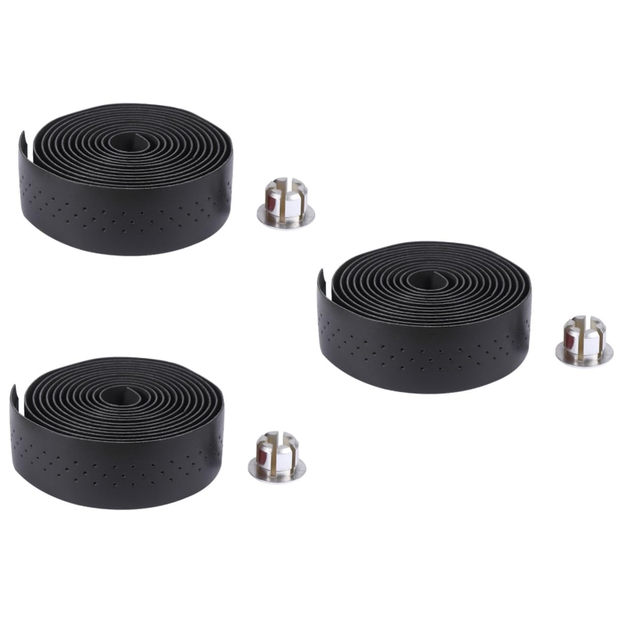 Yardwe 3sets Nastro Manubrio Pu Pelle Con Assorbimento Degli Urti Design Antiscivolo Facile Da Installare Per Bici Da Strada e Mountain Bike Nero