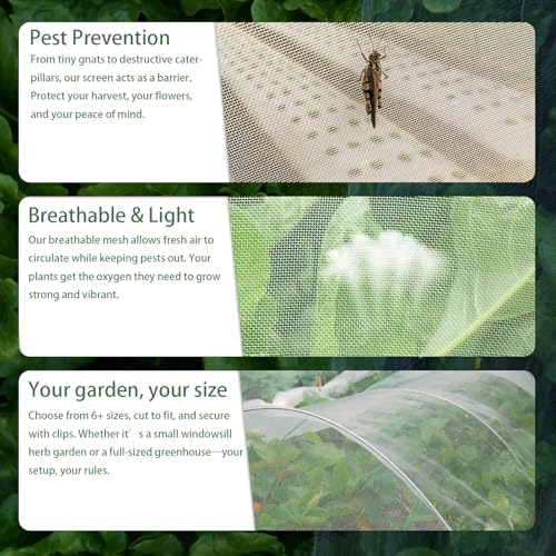 Garden Netting Pest Barrier, 10x20Ft Fine Bug Netting for Vegetable Plants Fruits Flowers Crops Greenhouse Row Cover Raised Bed Barrier Screen Protection Net Cover - Thumbnail 4