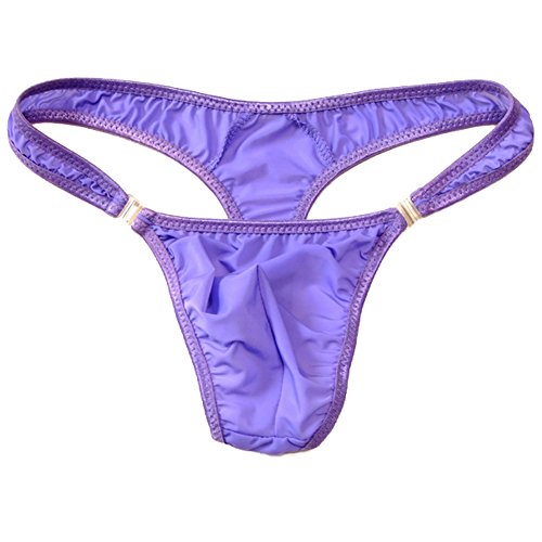 WenMei Men's Bikini Boxer Briefs trip Thongs G-string milk silk Underwear Shorts (Purple)