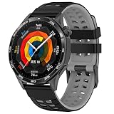 CZhkg Fori Multipli Silicone Cinturini per Huawei Watch GT6 46mm Strap. 22mm Braccialetto Sportivo Armband Traspirante Wristband Bands per Huawei Watch GT5 / GT6 Pro 46mm (nero grigio)