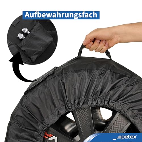 PETEX Reifentaschenset Premium schwarz versch. Größen Reifentaschen (XXL/von Ø 736 mm bis 800 mm)