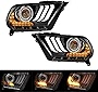 Renegade Series by Winjet Compatible with 2010 2011 2012 S197 Ford Mustang S550 Style LED DRL Sequential Projector Aftermarket Performance Head Light Clear Lens Pair Set