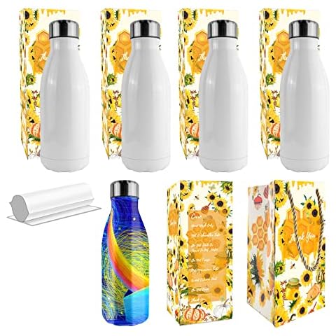 HOHOLE 480 ml Sublimationsflasche, blanko, Wasserflaschen mit Deckel und Schrumpffolie, weiß, doppelwandig Cover