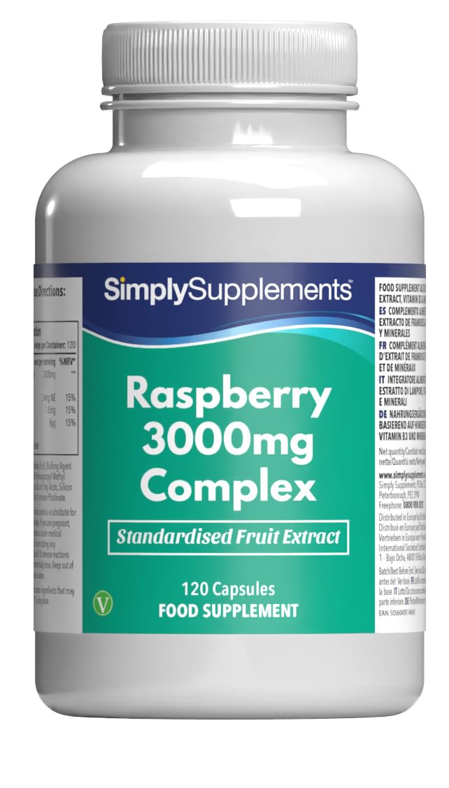 Raspberry 3000mg Complex | Supports Energy Levels | Includes Zinc, Niacin & Chromium | Vegan & Vegetarian Friendly |120 Capsules = 4 Months’ Supply | GMP Certified & UK Made