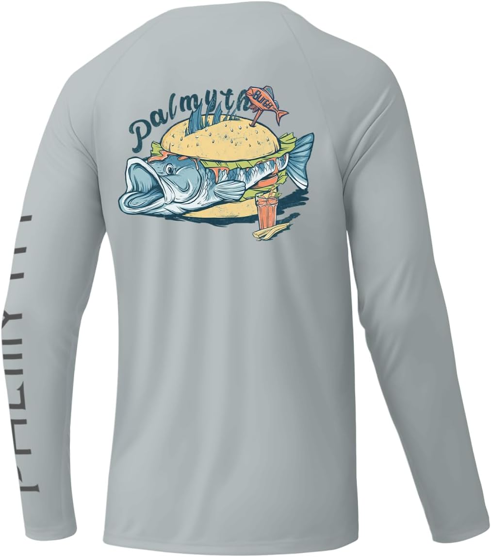 Palmyth Mens Fishing Shirts Long Sleeve Sun Protection Shirts UPF 50+ Rash Guard T-Shirt Tee