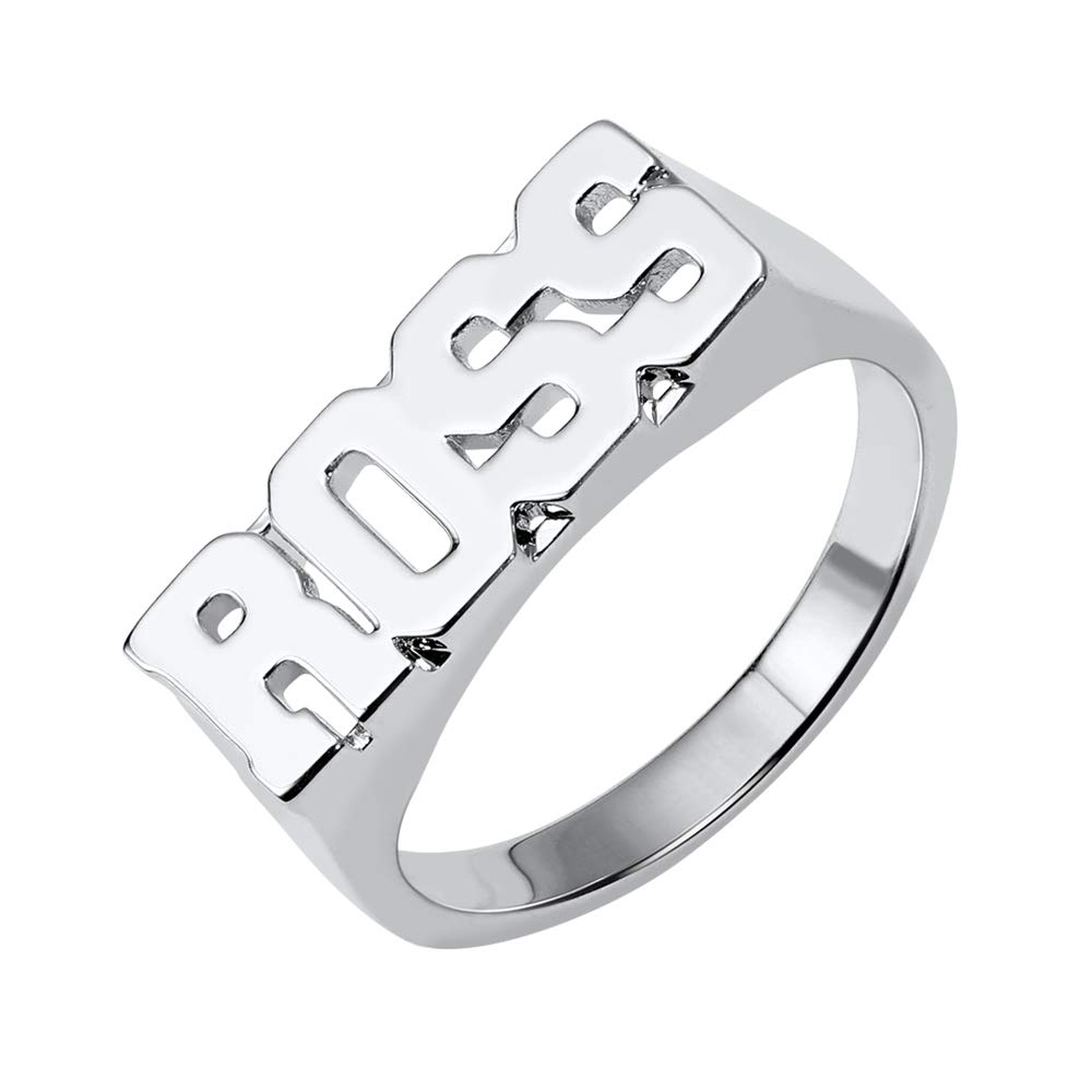 AILIN925 Sterling Silver/Brass Name Ring Personalized Year Initial Statement Rings Party Birthday Jewelry With Gifts Box For Men Women