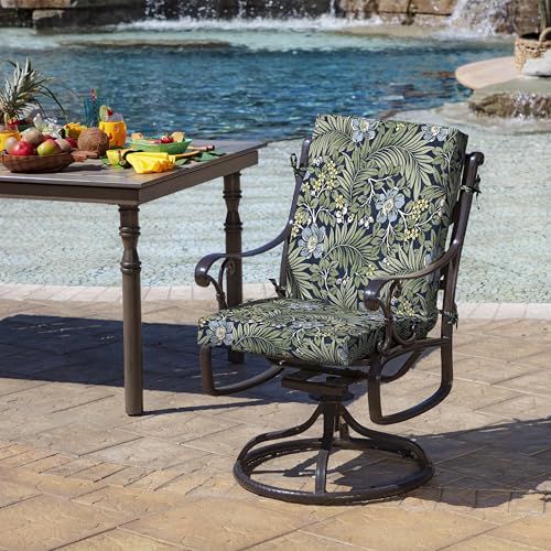 Image of Arden Patio Dining Outdoor Chair Cushions, 20x44, Rain-Proof Seat Pad, Fade-Resistant Outdoor Cushion Sapphire Morrison Floral