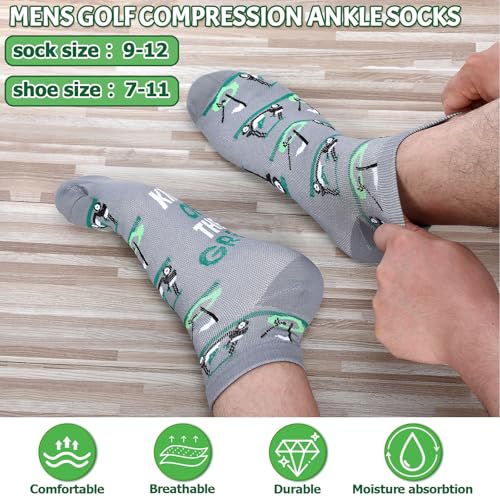 6 Pairs Funny Golf Compression Ankle Socks 15-20 Mmhg Low Cut Socks Golf Father's Day Gifts for Men Dad Grandpa3