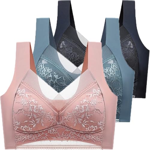 3 Pack Zenchic Bras for Women Seamless Sexy Push Up Wireless Bra Anti-Sagging Comfy Ice Silk Brassiere Plus Size