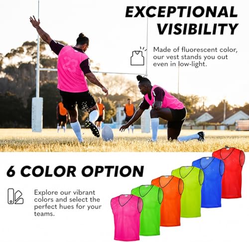 Image of GSi Sports Pinnies - Packs of 6 or 12 - Free Size - Mesh Training Vests for Soccer, Basketball - 6 Color Options