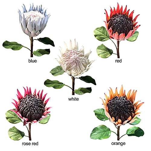 Smljfo 3Pcs Artificial Flowers Fake Protea Cynaroides Single Stem Tropical Flowers King Protea Silk Flower Bridal Bouquet Flower Arrangements Decor/Blue #TOP5