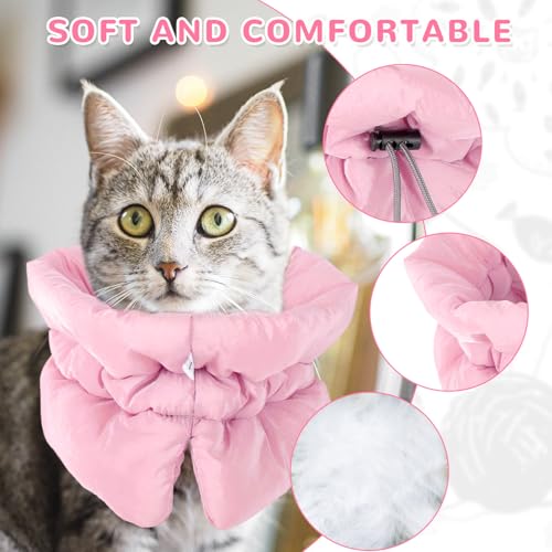Image of BOXOB Adjustable Recovery Collar for Dogs and Cats, Waterproof & Soft Cat Donut Cone Lightweight Neck Protective Elizabethan for Pets Kitten Kitty Puppy to Prevent Licking Wounds (S, Pink)
