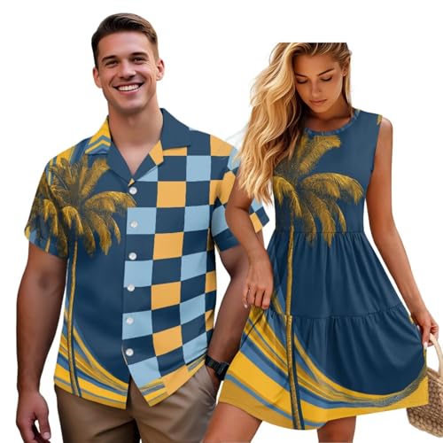 Robe midi et chemise hawaïenne pieuvre pour vos soirées plage et barbecues d'été