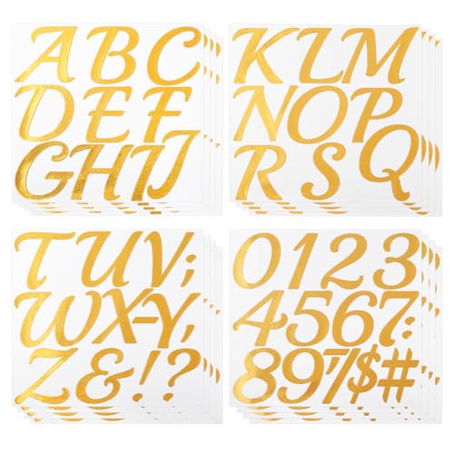 PH PandaHall 160 calcomanías de letras con purpurina, autoadhesivas, 3 pulgadas, letras del alfabeto, números del alfabeto, recortes para pared, pósteres, aulas, manualidades, decoración, color dorado