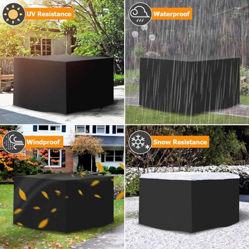 Housse salon de jardin imperméable 420D Oxford pour table de terrasse 290x260x90cm - 7