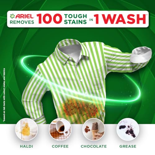 Image of Ariel Matic Detergent Powder Front Load - 5kg + 3kg + 500g Liquid free | Removes 100 Tough Stains in 1 wash | Specially Designed for Washing Machines | Fresh Fragrance