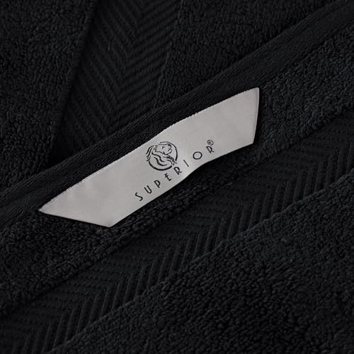 Superior Zero Twist Cotton 12 Piece Assorted Towel Set, Includes 4 Bath, 4 Hand, 4 Washcloth/Face Towels, Quick Dry, Home Essentials, Shower, Spa, Luxury Plush Soft Absorbent Towels, Black by SUPERIOR - Image 7